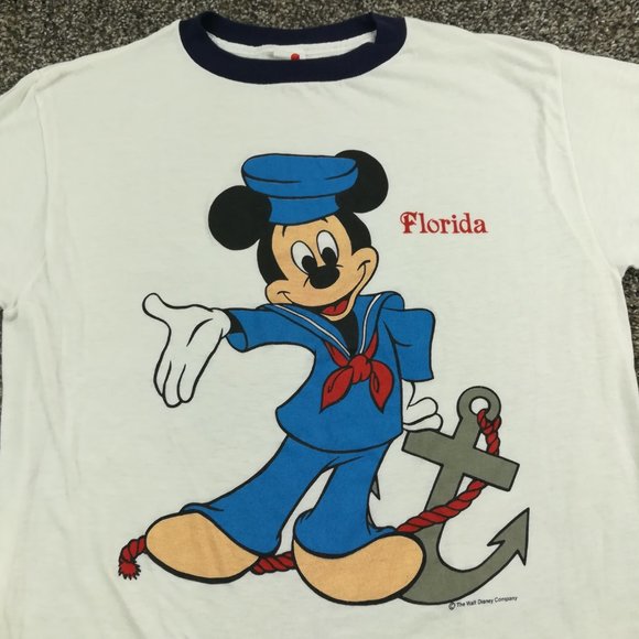 Vintage Mickey Mouse Florida T-Shirt Sailor Nautical Sailing Sherry Mens Large - Picture 2 of 11